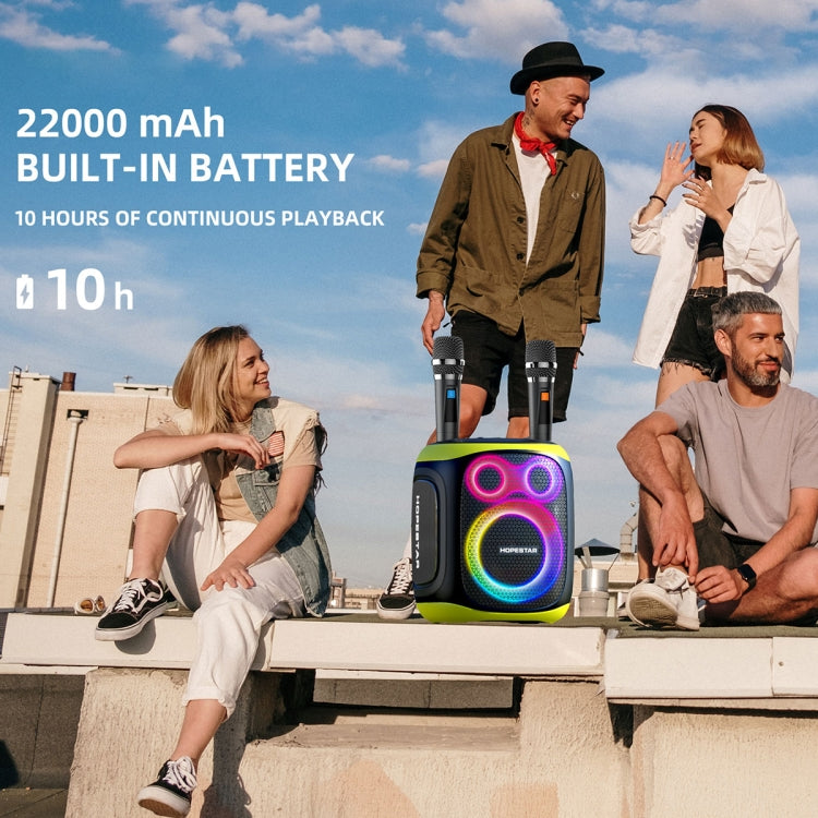 HOPESTAR PARTY130 Outdoor Dual Mic Long Endurance Bluetooth Speaker(Blue) - Waterproof Speaker by HOPESTAR | Online Shopping UK | buy2fix