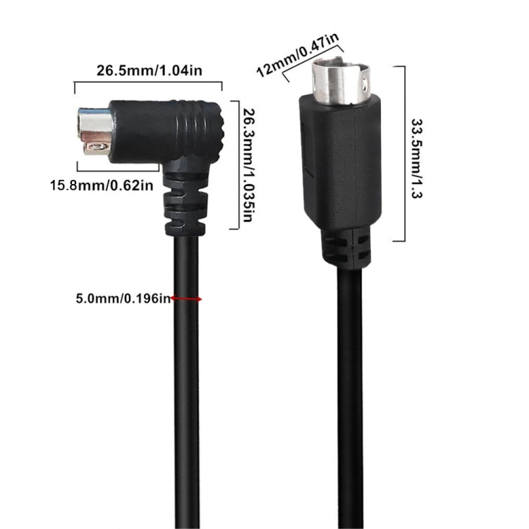 Mini DIN 6 Pin Core Extension Cable, Length:0.5m(Male Elbow to Male Straight) - Cables by buy2fix | Online Shopping UK | buy2fix