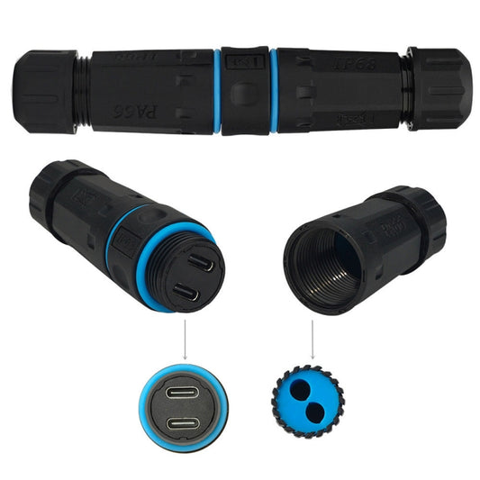 10Gpbs Dual Ports Type-C Straight Waterproof Connector M20 Outdoor Waterproof Coupler Adapter - Network Hubs by buy2fix | Online Shopping UK | buy2fix