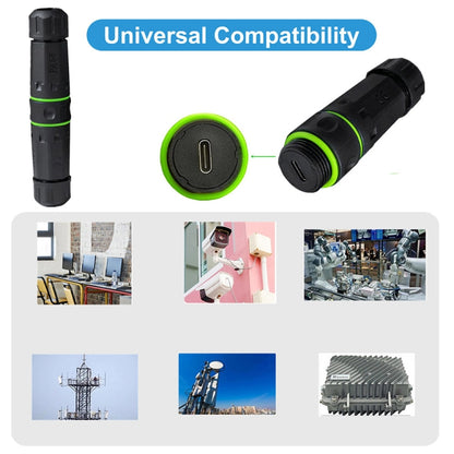 10Gpbs Outdoor IP68 Waterproof Single Port Type-C Female to Female Straight Coupler Adapter - Network Hubs by buy2fix | Online Shopping UK | buy2fix