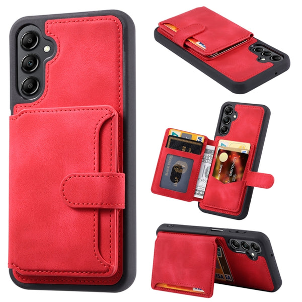 For Samsung Galaxy S25+ 5G Skin Feel Dream RFID Anti-theft PU Card Bag Phone Case(Red) by buy2fix