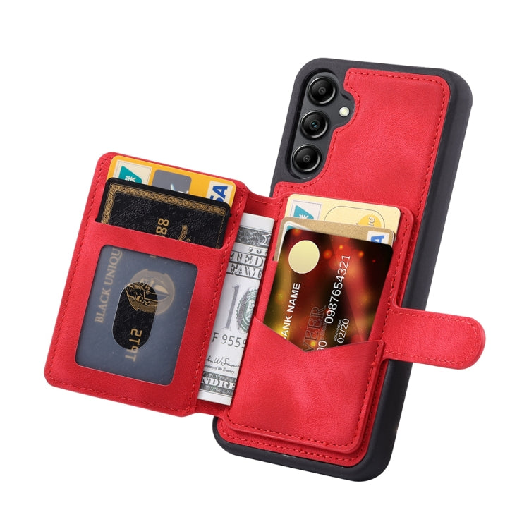 For Samsung Galaxy S25+ 5G Skin Feel Dream RFID Anti-theft PU Card Bag Phone Case(Red) - Galaxy S25+ 5G Cases by buy2fix | Online Shopping UK | buy2fix