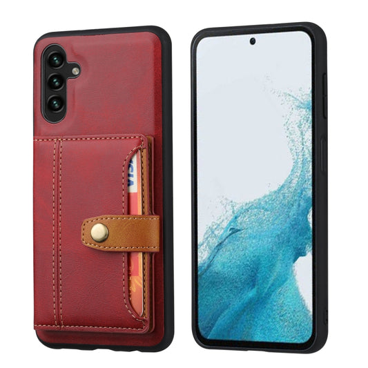 For Samsung Galaxy S25 5G Calfskin Card Slot TPU Hybrid PU Phone Case(Red) - Galaxy S25 5G Cases by buy2fix | Online Shopping UK | buy2fix