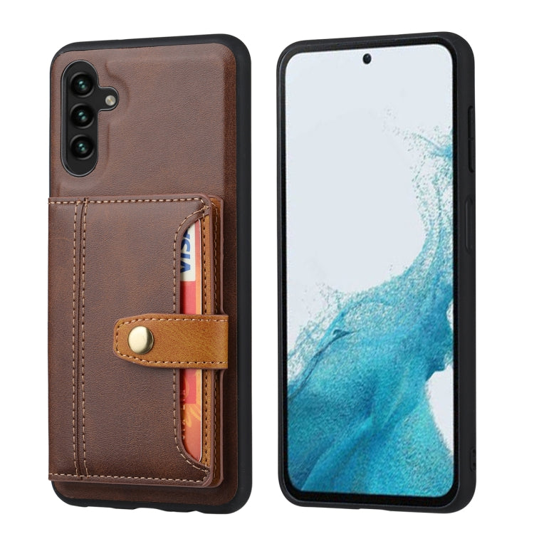 For Samsung Galaxy S25 5G Calfskin Card Slot TPU Hybrid PU Phone Case(Brown) by buy2fix