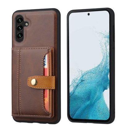 For Samsung Galaxy S25 5G Calfskin Card Slot TPU Hybrid PU Phone Case(Brown) by buy2fix