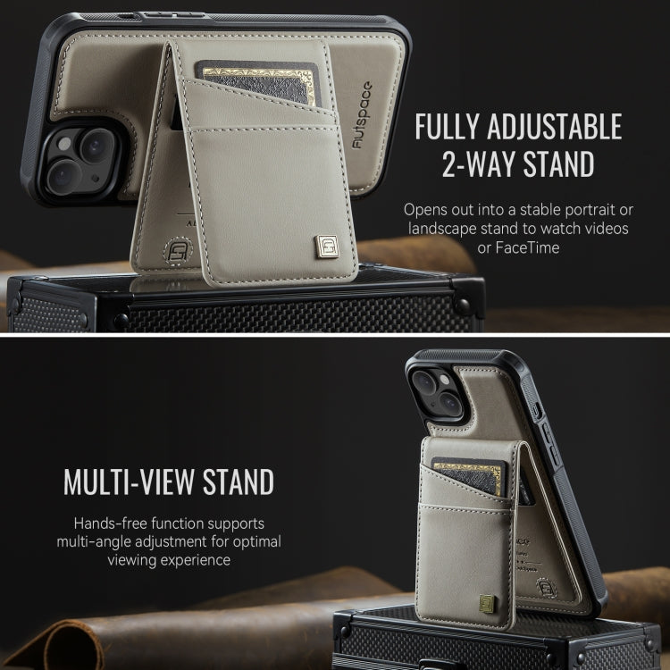 For iPhone 15 Plus AutSpace A12 MagSafe Magnetic RFID Card Bag Phone Case(Khaki) - iPhone 15 Plus Cases by AutSpace | Online Shopping UK | buy2fix