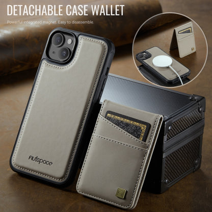 For iPhone 15 AutSpace A12 MagSafe Magnetic RFID Card Bag Phone Case(Khaki) - iPhone 15 Cases by AutSpace | Online Shopping UK | buy2fix