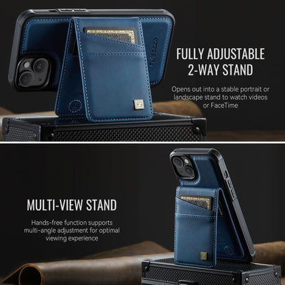 For iPhone 14 Plus AutSpace A12 MagSafe Magnetic RFID Card Bag Phone Case(Blue) - iPhone 14 Plus Cases by AutSpace | Online Shopping UK | buy2fix