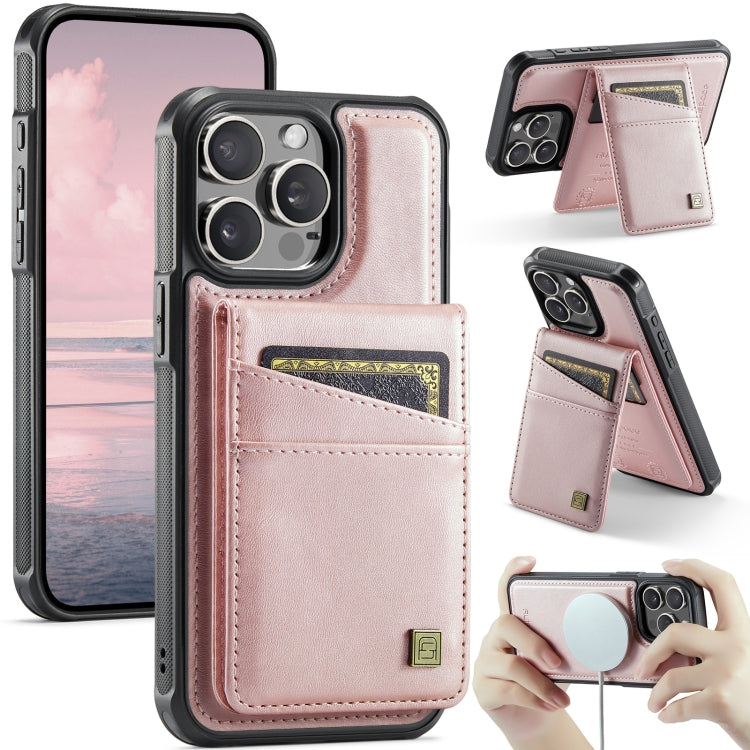 For iPhone 14 Pro Max AutSpace A12 MagSafe Magnetic RFID Card Bag Phone Case(Rose Gold) - iPhone 14 Pro Max Cases by AutSpace | Online Shopping UK | buy2fix