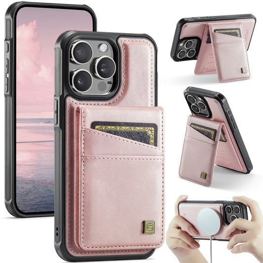 For iPhone 14 Pro Max AutSpace A12 MagSafe Magnetic RFID Card Bag Phone Case(Rose Gold) - iPhone 14 Pro Max Cases by AutSpace | Online Shopping UK | buy2fix