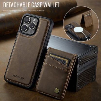 For iPhone 14 Pro Max AutSpace A12 MagSafe Magnetic RFID Card Bag Phone Case(Coffee) - iPhone 14 Pro Max Cases by AutSpace | Online Shopping UK | buy2fix