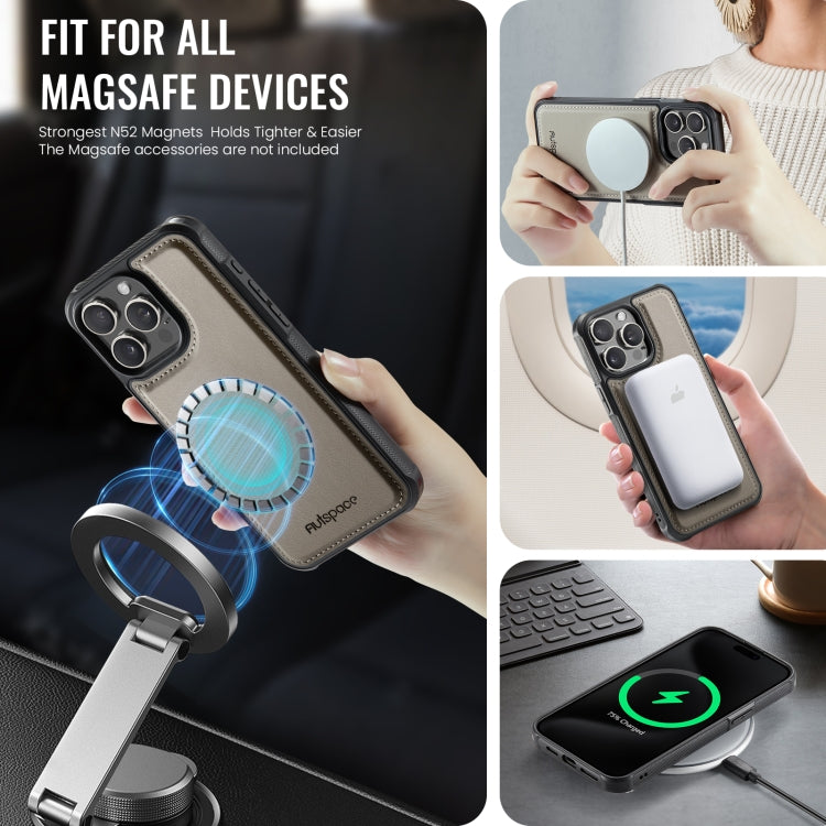 For iPhone 13 Pro Max AutSpace A12 MagSafe Magnetic RFID Card Bag Phone Case(Khaki) - iPhone 13 Pro Max Cases by AutSpace | Online Shopping UK | buy2fix