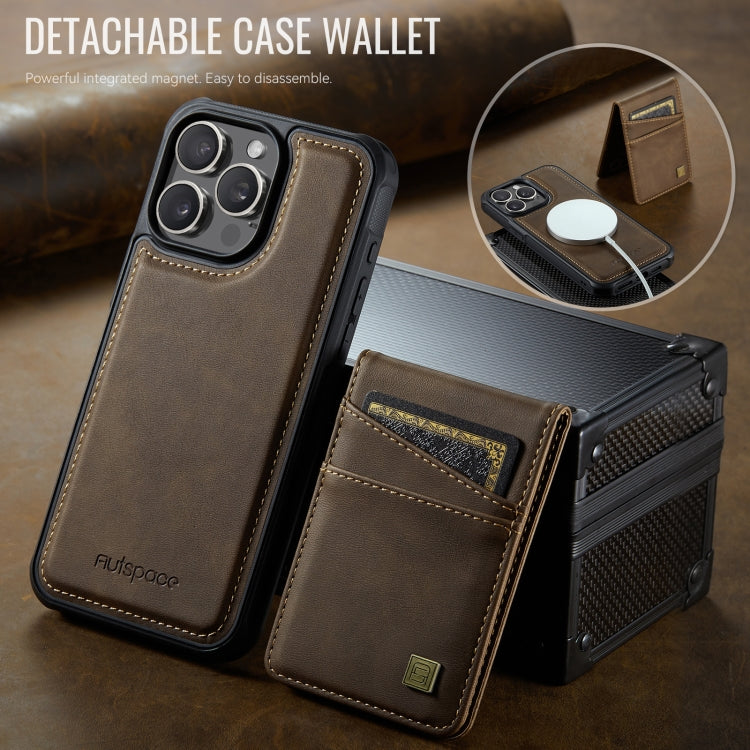For iPhone 13 Pro AutSpace A12 MagSafe Magnetic RFID Card Bag Phone Case(Coffee) - iPhone 13 Pro Cases by AutSpace | Online Shopping UK | buy2fix
