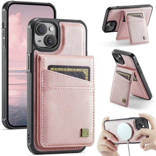 For iPhone 13 AutSpace A12 MagSafe Magnetic RFID Card Bag Phone Case(Rose Gold) - iPhone 13 Cases by AutSpace | Online Shopping UK | buy2fix