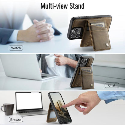 For iPhone 16 Pro Max AutSpace A12 MagSafe Magnetic RFID Card Bag Phone Case(Coffee) - iPhone 16 Pro Max Cases by AutSpace | Online Shopping UK | buy2fix