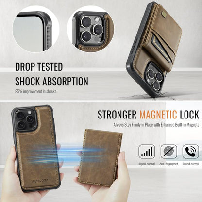 For iPhone 16 Pro AutSpace A12 MagSafe Magnetic RFID Card Bag Phone Case(Coffee) - iPhone 16 Pro Cases by AutSpace | Online Shopping UK | buy2fix