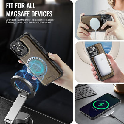 For iPhone 16 Pro AutSpace A12 MagSafe Magnetic RFID Card Bag Phone Case(Coffee) - iPhone 16 Pro Cases by AutSpace | Online Shopping UK | buy2fix