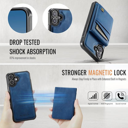 For iPhone 16 Plus AutSpace A12 MagSafe Magnetic RFID Card Bag Phone Case(Blue) - iPhone 16 Plus Cases by AutSpace | Online Shopping UK | buy2fix