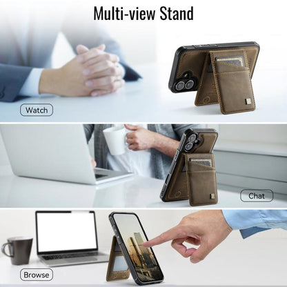 For iPhone 16 Plus AutSpace A12 MagSafe Magnetic RFID Card Bag Phone Case(Coffee) - iPhone 16 Plus Cases by AutSpace | Online Shopping UK | buy2fix