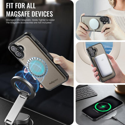 For iPhone 16 Plus AutSpace A12 MagSafe Magnetic RFID Card Bag Phone Case(Khaki) - iPhone 16 Plus Cases by AutSpace | Online Shopping UK | buy2fix