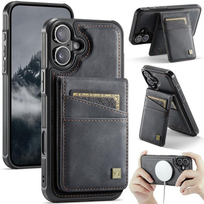 For iPhone 16 Plus AutSpace A12 MagSafe Magnetic RFID Card Bag Phone Case(Black) - iPhone 16 Plus Cases by AutSpace | Online Shopping UK | buy2fix