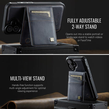 For iPhone 16 Plus AutSpace A12 MagSafe Magnetic RFID Card Bag Phone Case(Black) - iPhone 16 Plus Cases by AutSpace | Online Shopping UK | buy2fix