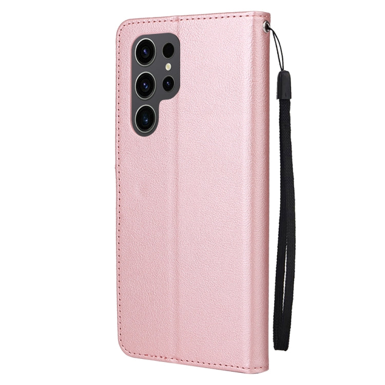 For Samsung Galaxy S25 Ultra 5G 3-Card Slots Multifunctional Leather Phone Case(Rose Gold) - Galaxy S25 Ultra 5G Cases by buy2fix | Online Shopping UK | buy2fix