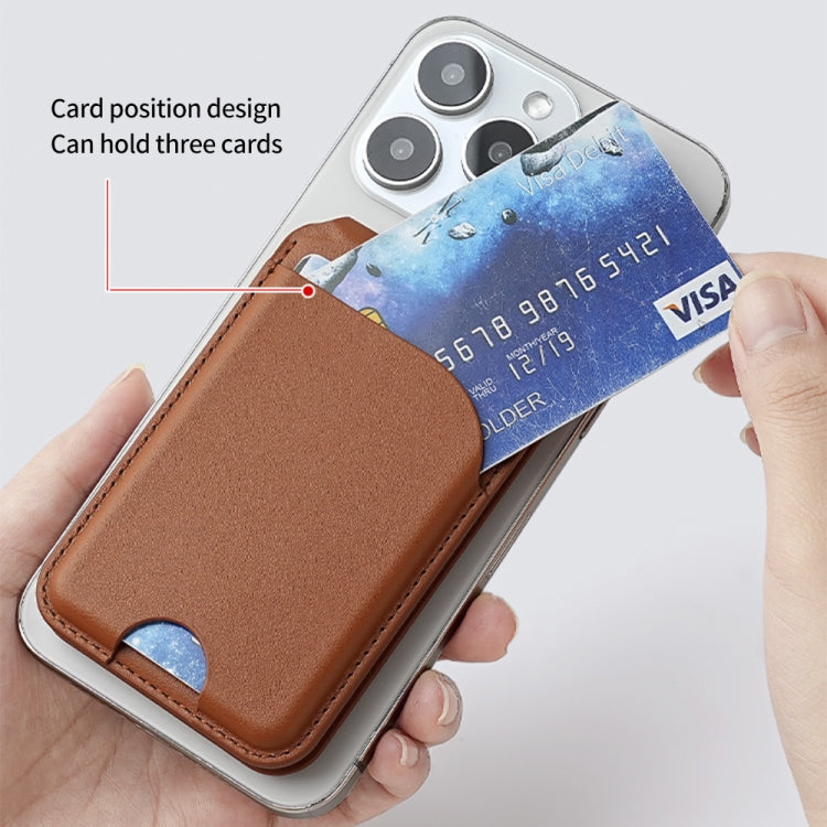 Two-fold Rotating Phone Holder MagSafe Leather Card Bag(Grey) - Adhesive Card Holders by buy2fix | Online Shopping UK | buy2fix