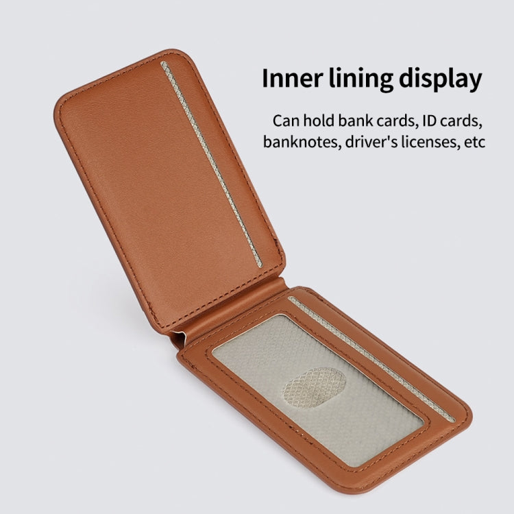 Two-fold Rotating Phone Holder MagSafe Leather Card Bag(Grey) - Adhesive Card Holders by buy2fix | Online Shopping UK | buy2fix