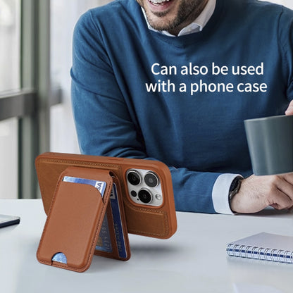 Two-fold Rotating Phone Holder MagSafe Leather Card Bag(Grey) - Adhesive Card Holders by buy2fix | Online Shopping UK | buy2fix