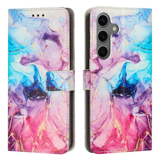 For Samsung Galaxy A57 5G Painted Marble Pattern Leather Phone Case(Pink Purple)