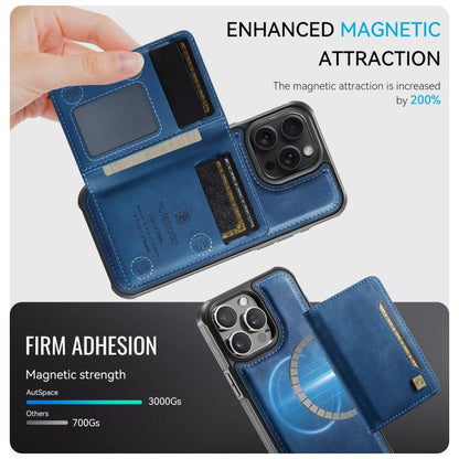 For iPhone 15 Pro Max AutSpace A13 MagSafe Magnetic RFID Flip Card Bag Phone Case(Blue) - iPhone 15 Pro Max Cases by AutSpace | Online Shopping UK | buy2fix