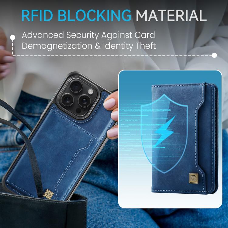 For iPhone 15 Pro Max AutSpace A13 MagSafe Magnetic RFID Flip Card Bag Phone Case(Blue) - iPhone 15 Pro Max Cases by AutSpace | Online Shopping UK | buy2fix