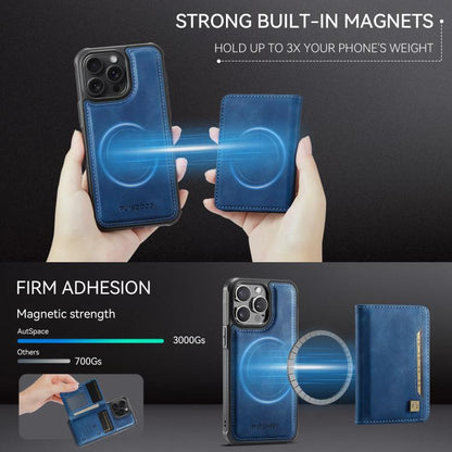 For iPhone 15 Pro AutSpace A13 MagSafe Magnetic RFID Flip Card Bag Phone Case(Blue) - iPhone 15 Pro Cases by AutSpace | Online Shopping UK | buy2fix