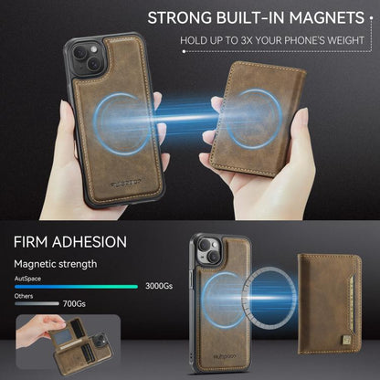 For iPhone 15 Plus AutSpace A13 MagSafe Magnetic RFID Flip Card Bag Phone Case(Coffee) - iPhone 15 Plus Cases by AutSpace | Online Shopping UK | buy2fix