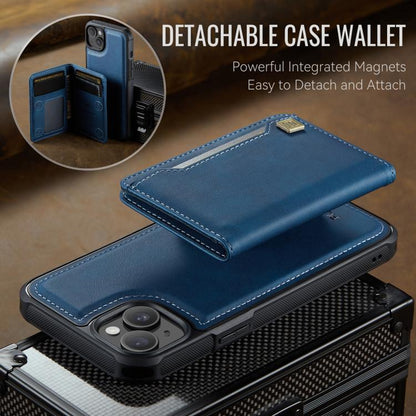 For iPhone 15 AutSpace A13 MagSafe Magnetic RFID Flip Card Bag Phone Case(Blue) - iPhone 15 Cases by AutSpace | Online Shopping UK | buy2fix