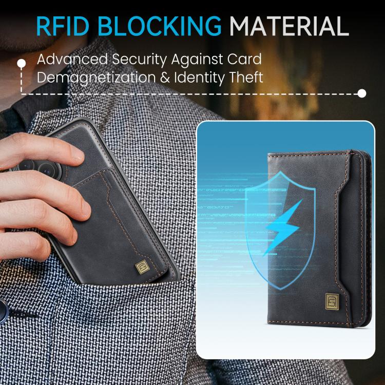 For iPhone 15 AutSpace A13 MagSafe Magnetic RFID Flip Card Bag Phone Case(Black) - iPhone 15 Cases by AutSpace | Online Shopping UK | buy2fix