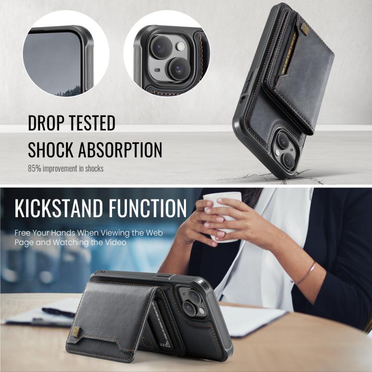 For iPhone 14 Plus AutSpace A13 MagSafe Magnetic RFID Flip Card Bag Phone Case(Black) - iPhone 14 Plus Cases by AutSpace | Online Shopping UK | buy2fix