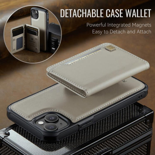 For iPhone 14 Plus AutSpace A13 MagSafe Magnetic RFID Flip Card Bag Phone Case(Grey) - iPhone 14 Plus Cases by AutSpace | Online Shopping UK | buy2fix