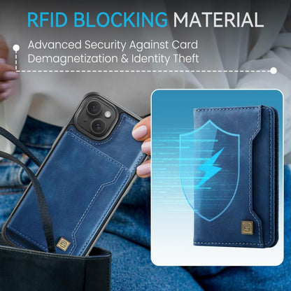 For iPhone 14 AutSpace A13 MagSafe Magnetic RFID Flip Card Bag Phone Case(Blue) - iPhone 14 Cases by AutSpace | Online Shopping UK | buy2fix