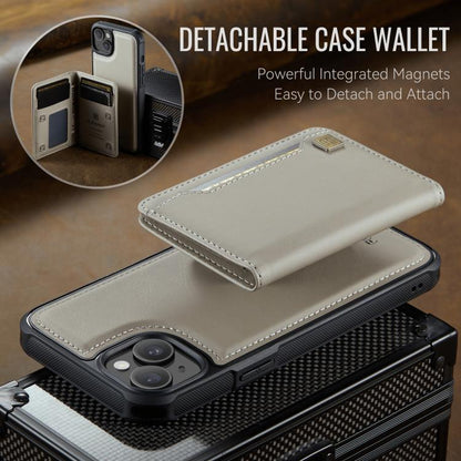 For iPhone 14 AutSpace A13 MagSafe Magnetic RFID Flip Card Bag Phone Case(Grey) - iPhone 14 Cases by AutSpace | Online Shopping UK | buy2fix