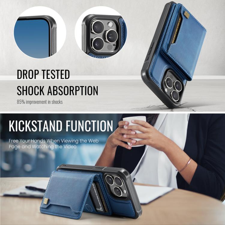 For iPhone 14 Pro AutSpace A13 MagSafe Magnetic RFID Flip Card Bag Phone Case(Blue) - iPhone 14 Pro Cases by AutSpace | Online Shopping UK | buy2fix