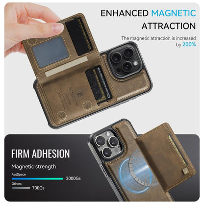 For iPhone 14 Pro AutSpace A13 MagSafe Magnetic RFID Flip Card Bag Phone Case(Coffee) - iPhone 14 Pro Cases by AutSpace | Online Shopping UK | buy2fix