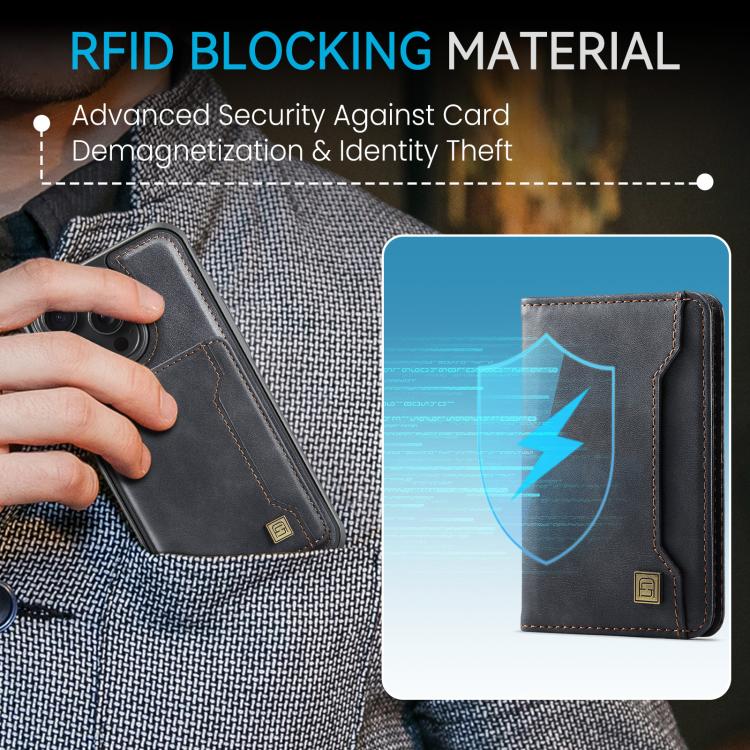 For iPhone 14 Pro AutSpace A13 MagSafe Magnetic RFID Flip Card Bag Phone Case(Black) - iPhone 14 Pro Cases by AutSpace | Online Shopping UK | buy2fix