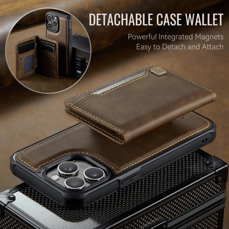 For iPhone 14 Pro Max AutSpace A13 MagSafe Magnetic RFID Flip Card Bag Phone Case(Coffee) - iPhone 14 Pro Max Cases by AutSpace | Online Shopping UK | buy2fix