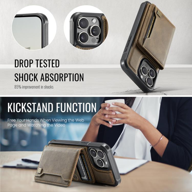 For iPhone 13 Pro Max AutSpace A13 MagSafe Magnetic RFID Flip Card Bag Phone Case(Coffee) - iPhone 13 Pro Max Cases by AutSpace | Online Shopping UK | buy2fix