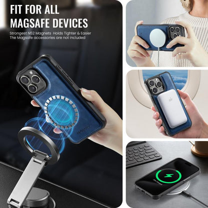 For iPhone 13 Pro AutSpace A13 MagSafe Magnetic RFID Flip Card Bag Phone Case(Blue) - iPhone 13 Pro Cases by AutSpace | Online Shopping UK | buy2fix