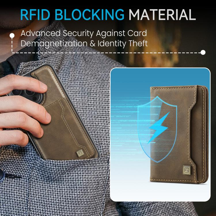 For iPhone 13 Pro AutSpace A13 MagSafe Magnetic RFID Flip Card Bag Phone Case(Coffee) - iPhone 13 Pro Cases by AutSpace | Online Shopping UK | buy2fix