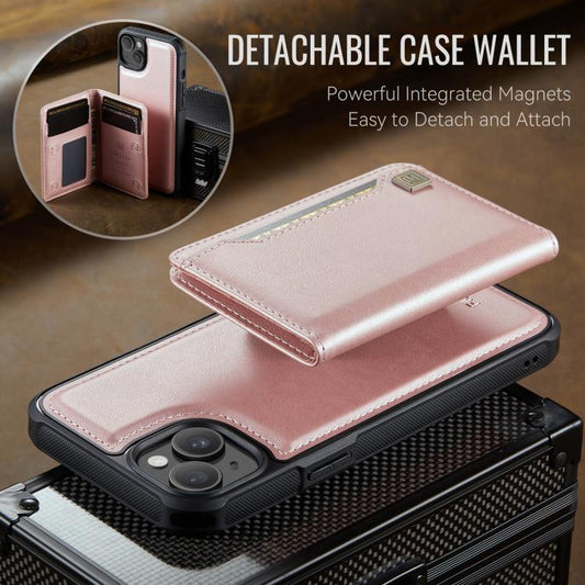 For iPhone 13 AutSpace A13 MagSafe Magnetic RFID Flip Card Bag Phone Case(Rose Gold) - iPhone 13 Cases by AutSpace | Online Shopping UK | buy2fix