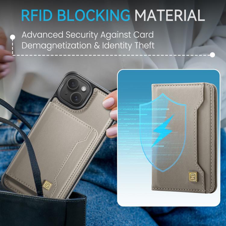 For iPhone 13 AutSpace A13 MagSafe Magnetic RFID Flip Card Bag Phone Case(Grey) - iPhone 13 Cases by AutSpace | Online Shopping UK | buy2fix